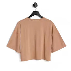 T-shirt décontracté pour femme, vert menthe, coupe courte, manches courtes, col rond, coupe ample, en jersey tricoté, printemps-été - Product Image 6
