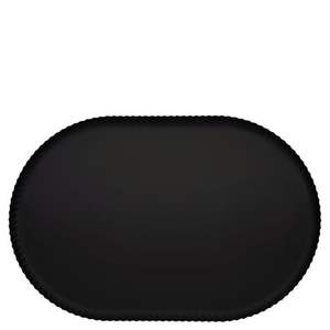 Plateau de service ovale en métal noir mat, plateau décoratif moderne en fer pour table basse, plateau décoratif de cuisine avec bord festonné - Product Image 1