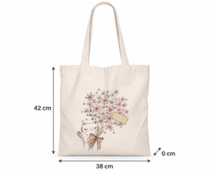 Bolsa de Tela de Algodón Estampada con Ramo de Gatos, Color Blanco Natural, 150 GSM, 38x42 cm, Ecológica, Reutilizable, Calidad de Exportación, Venta al Por Mayor - Product Image 2