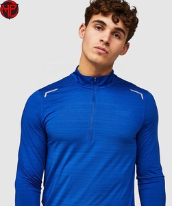 เสื้อยืดกีฬาผู้ชายคุณภาพสูงแบบรัดรูป คอซิป แขนยาว เสื้อยืดออกกำลังกายผู้ชาย เสื้อยืดระบายอากาศอุ่นสบายสำหรับผู้ชาย - Product Image 4