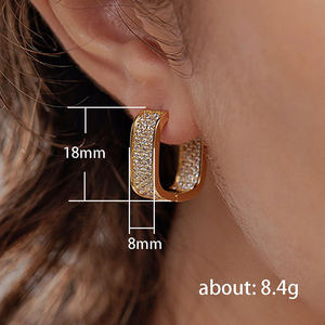 Boucles d'oreilles créoles hip-hop pavées de moissanite et zircon, couleur argent et or, pour hommes et femmes, bijoux fantaisie tendance, best-seller - Product Image 6