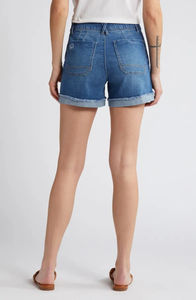 Shorts de mezclilla de cintura alta transpirables para mujer, diseño cómodo y holgado con dobladillo rizado, pantalones cortos de mezclilla para mujer - Product Image 5