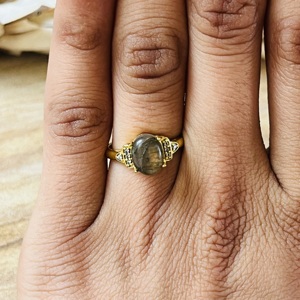 Latest Design Top Choice <b>Moss</b> <b>Agate</b> <b>Ring</b> 18k Gold Plated Boho Brass <b>Ring</b> Statement Vintage Solitaire Wholesale <b>Ring</b> For Women - Product Image 6
