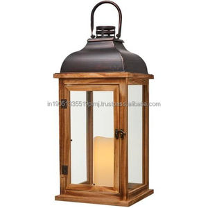 Candelabros y tarros de madera de mango personalizados al por mayor, candelabros decorativos de Navidad de madera, candelabros y farolillos de madera - Product Image 1