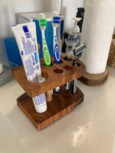 Soporte de Madera Sostenible para Cepillos de Dientes, Accesorio de Baño de Bambú para Guardar Cepillos de Dientes, Maquinillas de Afeitar y Pasta Dental - Product Image 2