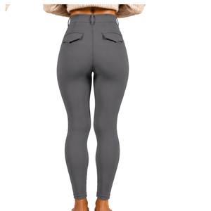 Pantalon d'équitation pour femme personnalisé, gris anthracite, taille haute, extensible, coupe ajustée, avec poches avant et arrière - Product Image 2