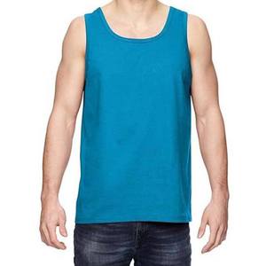 เสื้อกล้ามคอกลมสีเทอร์ควอยซ์สำหรับผู้ชาย แบบลำลอง ถักทอ สีพื้น ทรงพอดีตัว - Product Image 1