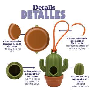 Dispenser per Sacchetti per Rifiuti di Animali Domestici con Design Cucciolo e Cactus Verde e Giallo, Elegante Soluzione per lo Smaltimento delle Feci dei Cani - Product Image 5