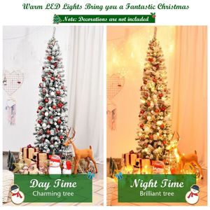 Albero di Natale Artificiale a Forma di Pino Innevato Pre-Illuminato da 2,3 m con Luci LED Calde per Interni - Product Image 5
