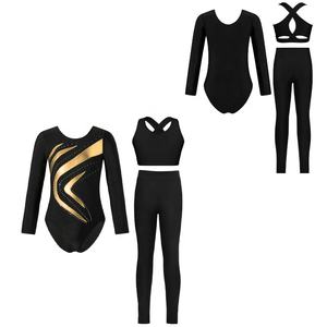 Traje de Baile de Salón para Niñas de 6 a 14 Años, Leotardo Metálico con Chaleco y Leggings para Gimnasia, Patinaje Artístico y Danza - Product Image 3