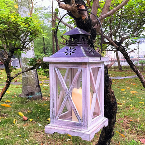 Lanterne rustique en bois écologique vintage pour la décoration de la maison pendant le Ramadan, avec support mural, à poser sur table ou cheminée, idéale pour les célébrations de mariage - Product Image 4