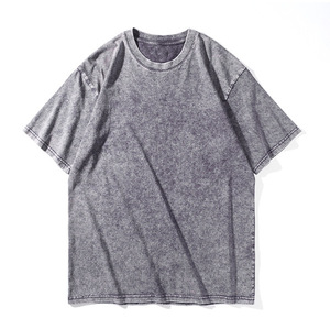 Camisetas Casuales de Manga Corta para Hombre, 100% Algodón, Lavado Ácido, con Logotipo Personalizado Bordado, Estampado en Blanco, Estilo Urbano, en Stock - Product Image 2