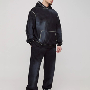 OEM Supplier's Customized Logo Flared Pant Fleece Cotton Men's Track Suit Winter Streetwear Casual <b>Jogger</b> Printed Hoodie <b>Set</b> - Product Image 5