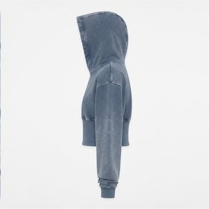 New Arrivals Custom Logo Women's Cropped Hoodie Long Sleeve Solid Color Asymmetric Knitted Sweatshirt Autumn Casual Wear - Product Image 3