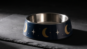 Gamelle Moderne en Métal Rond Anti-Renversement pour Animaux de Compagnie, Motif Ciel Nocturne Céleste, avec Base Antidérapante en Caoutchouc, Vente en Gros - Product Image 4