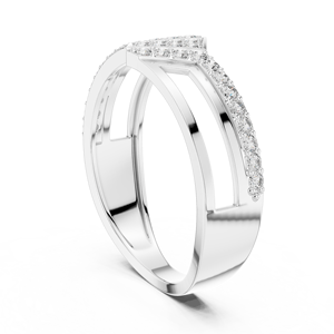 Anillo de banda dividida con diamantes geométricos cultivados en laboratorio, oro blanco de 18 quilates con baño de rodio, de lujo, para boda, compromiso, regalo, uso diario en la oficina, para hombre - Product Image 2