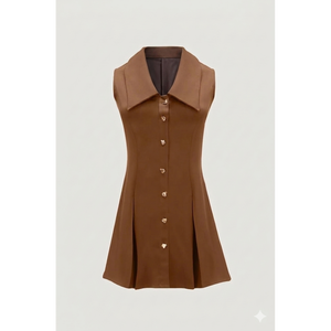 Robe mini élégante sans manches à col plissé - Product Image 1