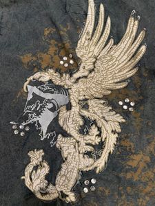 Sweat à capuche personnalisé en coton pour homme, style streetwear, effet délavé soleil, avec rivets et strass - Product Image 4