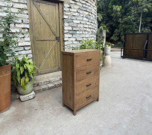 Solid Wood 5 Drawer Dresser Rustic <b>Storage</b> Cabinet Brown Wooden <b>Chest</b> for Bedroom Living Room - Product Image 4