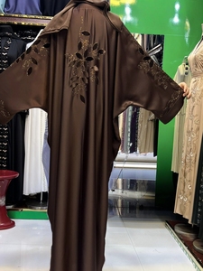 Best Selling Kaftan Abaya Handmade Turkish Floor Length Long Sleeve V Neck Polyester Regular Fit Casual Evening Party Flared - Product Image 6