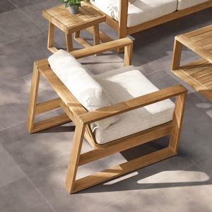 Contemporary <b>Outdoor</b> <b>Sofa</b> Set 2 Seater Weather Resistant Garden Furniture Beige Cushions Solid Wood Frame Non-Foldable ARDENA - Product Image 3