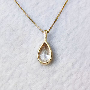 Collier pendentif en diamant de laboratoire taille poire DEF VVS de 3,5 carats, en or blanc massif 14 carats, bijou solitaire en forme de goutte d'eau pour femme - Product Image 4
