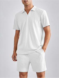 Ensemble Homme Deux Pièces : Short Décontracté Respirant en Tissu Tricoté Texturé et Polo Homme, Ensemble 2 Pièces Pantalon et T-shirt pour Homme - Product Image 4