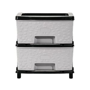 Organizador de Almacenamiento de Plástico de 2 Niveles con Cajones Extraíbles, Armario Apilable para Escritorio, Estante de Almacenamiento para Sala de Estar, Estante Metálico para Cocina - Product Image 5