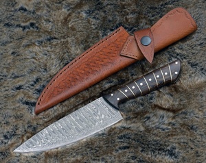 Custom Pattern Steel Chef <b>Knife</b> With Wooden Handle Handmade <b>Kitchen</b> <b>Knife</b> Professional Cooking <b>Knife</b> Leather Sheath OEM ODM - Product Image 2