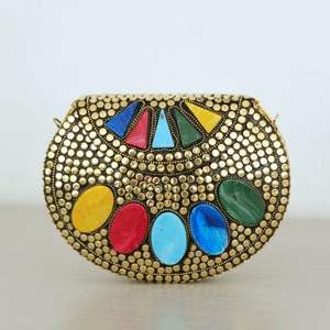 Pochette artisanale en alliage antique pour femme, style soirée royale, accessoires de mode en cristal RR ENTERPRISES Inde - Product Image 2