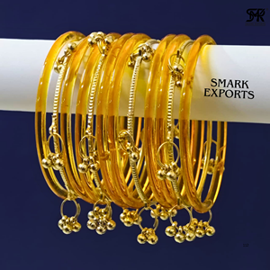 Ensemble de bracelets en verre de style cachemire, transparents et colorés, plaqués or, légers, assortis, pour femmes indiennes, pour mariage - Product Image 4