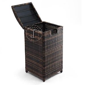 33-Gallon Wicker Patio Trash Bin Brown Rattan Storage Can with Lid for Porch Backyard Deck Patio Poolside - Product Image 2