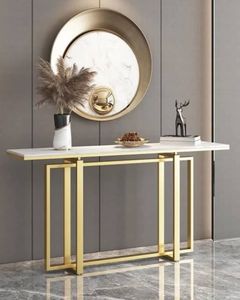 Luxury Decorative <b>Console</b> Stand With Marble Top Durable Metal Craftsmanship For Contemporary Interior Furniture Collection Desig - Product Image 2