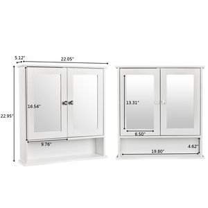 Armadietto da Bagno a Doppia Anta con Specchio Intelligente, Design Moderno Antico, Montaggio a Parete, Finitura Bianca in Alluminio Impermeabile - per Hotel - Product Image 6