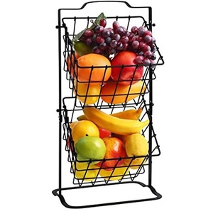 Cesta de Frutas de Alambre de Hierro Más Vendida, Cestas Decorativas Redondas de Lujo con Acabado Negro para Mesa, Cestas de Almacenamiento Decorativas de 3 Niveles - Product Image 5
