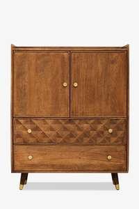 Mueble Bar Moderno de Mediados de Siglo con Incrustaciones Geométricas de Madera de Mango - Product Image 2