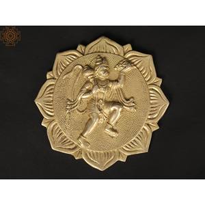 Plaque murale Lord Hanuman de 7 pouces en laiton fabriquée à la main en Inde pour les cadeaux - Product Image 2