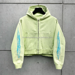 Nuevos Conjuntos de Sudadera con Capucha y Pantalones de Chándal para Hombre, Personalizados por Fabricantes de Ropa, de 500 g/m², con Cremallera, Efecto Desgastado y Lavado Ácido - Product Image 3