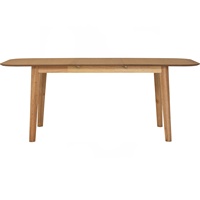 Table à manger rectangulaire extensible de luxe, style mid-century moderne, finition chêne naturel, pieds en bois massif, pour 6 à 8 personnes