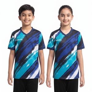 Camiseta Deportiva Sublimada con Cuello en V para Niños y Niñas, Personalizada de Fábrica, Camisetas Estampadas para Niños y Niñas, Ropa Deportiva al por Mayor - Product Image 3