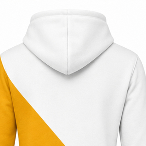 Sweat-shirt à capuche zippé intégral pour femme, personnalisé, blanc et or, à deux empiècements, color block, manches longues, style universitaire décontracté - Product Image 3