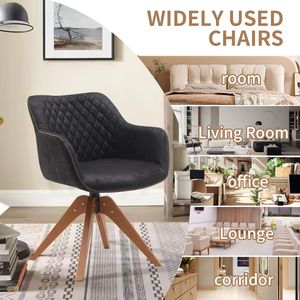 เก้าอี้หนังนิ่มสีดำทันสมัยสำหรับสำนักงานพร้อมขาไม้โอ๊คสำหรับพื้นที่ขนาดเล็ก-ชุดละ2ชิ้น - Product Image 6