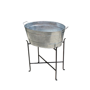 Admirable Design Galvanized Steel Beverage Tub With Iron <b>Stand</b> Metal <b>Drink</b> Cooler & Wine Chiller For Parties Home & Garden Use - Product Image 1