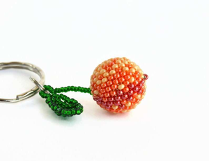 Peach Beaded Eco-Friendly Animal Pattern Simple Keychain for Women Fruit Accessory - Product Image 3