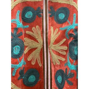 Hand <b>Embroidered</b> Velvet Cotton <b>Jacket</b> <b>Women</b> Full Sleeve Mandarin Collar Winter Bohemian Heart Pattern Coat - Product Image 5