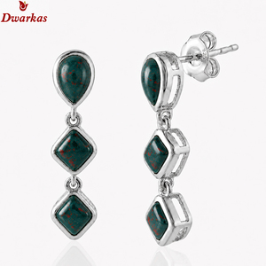 Pendientes clásicos en forma de lágrima de plata de ley 925 con piedra de sangre, pendientes de alta calidad con gemas para aniversario de boda. - Product Image 1