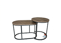 Juego de 2 Mesas de Centro para Sala de Estar, Estilo Moderno, con Superficie de Madera Negra y Estructura de Acero, Más Vendido