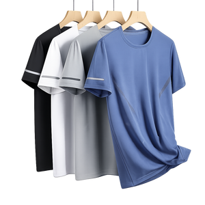 T-<span class=keywords><strong>shirt</strong></span> à manches courtes pour <span class=keywords><strong>homme</strong></span>, personnalisé avec logo OEM, en soie synthétique, fin, sportif, ample, <span class=keywords><strong>grande</strong></span> <span class=keywords><strong>taille</strong></span>, nouvelle collection - Product Image 2