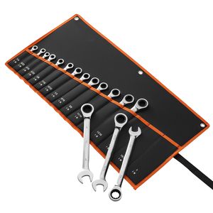 Set di chiavi combinate da 16 pezzi con cricchetto, misure SAE, 72 denti, in acciaio CR-V, con custodia arrotolabile e indicatori di misura chiari - Product Image 1