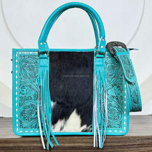 Bolso Tote de Cuero Hecho a Mano de Alta Gama para Mujer, Gran Capacidad, con Compartimento Oculto para Pistola y Borla, Bolso de Hombro Cruzado de Piel de Vaca - Product Image 4